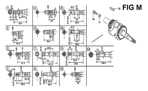 Fig-13 Diagram and Parts List for GX120K1 Type QB26 Honda Engine