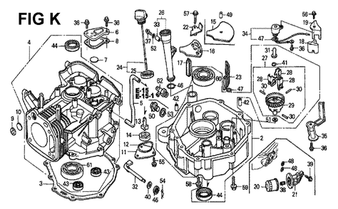 Fig-4 Diagram and Parts List for GXV340K2 Type DCA Honda Engine