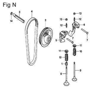Fig-14 Diagram and Parts List for GX100U Type VEA Honda Engine