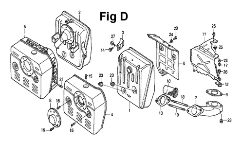 Fig-6 Diagram and Parts List for GXV270 Type DN Honda Engine