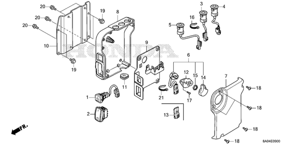 Control Box Diagram and Parts List for GXE20H (Type S3)(GMABK-1000001-9999999) Honda Engine