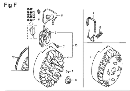 Fig-6 Diagram and Parts List for GC135 Type VXE Honda Engine