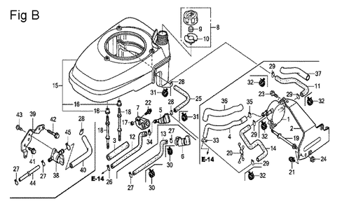 Fig-2 Diagram and Parts List for GCV135 Type A1D Honda Engine