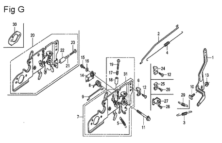 Fig-7 Diagram and Parts List for GCV160 Type N1 Honda Engine