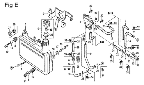 Fig-5 Diagram and Parts List for GC135 Type VXA Honda Engine