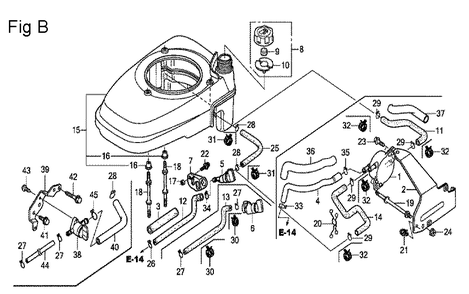 Fig-2 Diagram and Parts List for GCV135 Type A2D Honda Engine