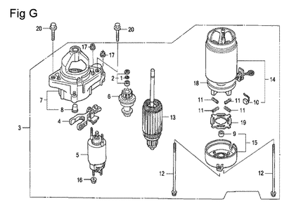 Fig-7 Diagram and Parts List for GCV530 Type DXA Honda Engine