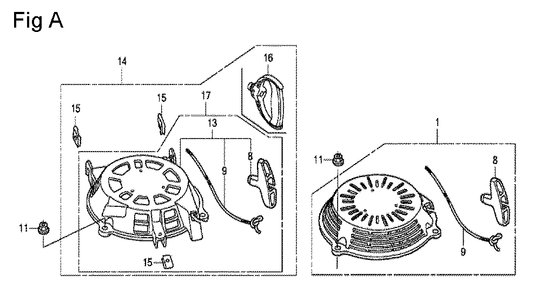 Fig-1 Diagram and Parts List for GCV160A Type S1A Honda Engine