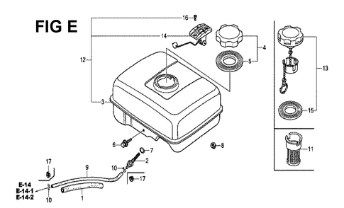 Fig-13 Diagram and Parts List for GX160H1 Type QXBRA Honda Engine