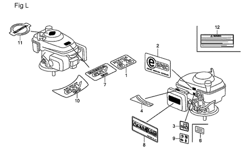 Fig-12 Diagram and Parts List for GSV190A Type A1A Honda Engine