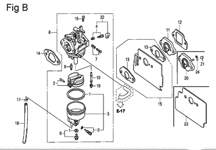 Fig-2 Diagram and Parts List for GC135 Type SHE Honda Engine