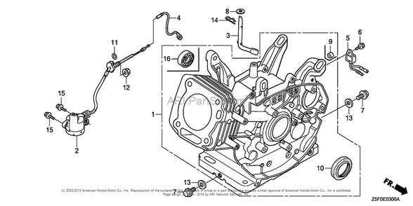 Cylinder Barrel Diagram and Parts List for GX240U2 (typeQA2)(GCBPK-1000001) Honda Engine
