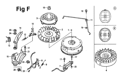 Fig-10 Diagram and Parts List for GXV120 Type P Honda Engine