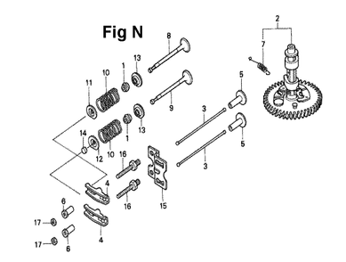 Fig-9 Diagram and Parts List for GXV340 Type DX Honda Engine