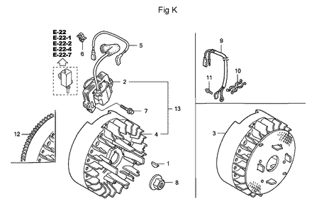 Fig-11 Diagram and Parts List for GC160A Type MEA2 Honda Engine