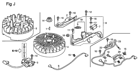 Fig-10 Diagram and Parts List for GSV190A Type N5AF Honda Engine