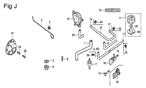 Fig-10 Diagram and Parts List for GC135 Type VXP4 Honda Engine
