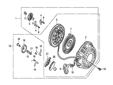Fig-0 Diagram and Parts List for GX120T1 Type WKT6 Honda Engine