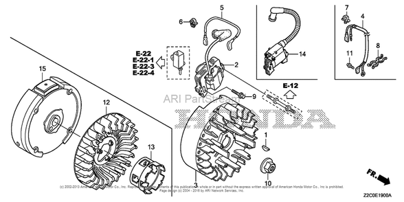 Flywheel Diagram and Parts List for GS190LA (typeQHAF)(GCACA-1000001) Honda Engine