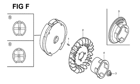 Fig-6 Diagram and Parts List for GX120K1 Type QA Honda Engine