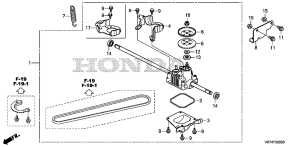 Part Location Diagram of 20001-VH7-P20 Honda Transmission Assembly
