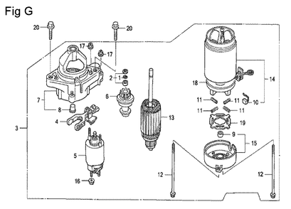 Fig-7 Diagram and Parts List for GCV530 Type QEA Honda Engine