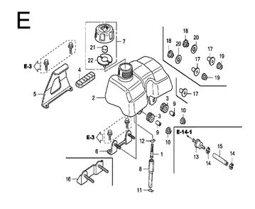 Fig-5 Diagram and Parts List for GX100 Type VA2 Honda Engine