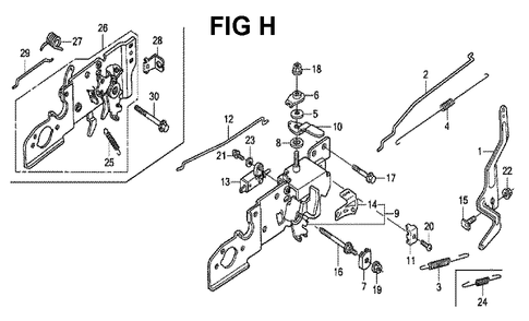 Fig-8 Diagram and Parts List for GCV190LA Type SBA Honda Engine