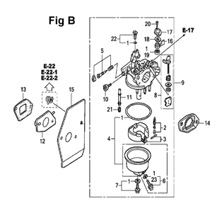 Fig-10 Diagram and Parts List for GXV160UH2 Type A1T Honda Engine