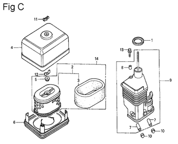 Fig-8 Diagram and Parts List for GX140 Type VET Honda Engine