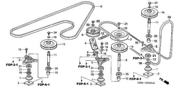 Part Location Diagram of 76240-752-830 Honda Pulley, Deck