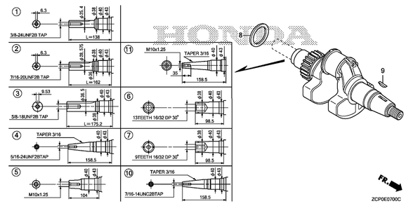 Crankshaft Diagram and Parts List for GX630RHX (Type TDCC)(GCAMH-2000001-9999999) Honda Engine