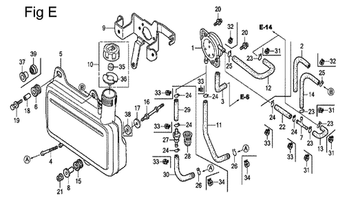 Fig-5 Diagram and Parts List for GC135 Type VHC Honda Engine