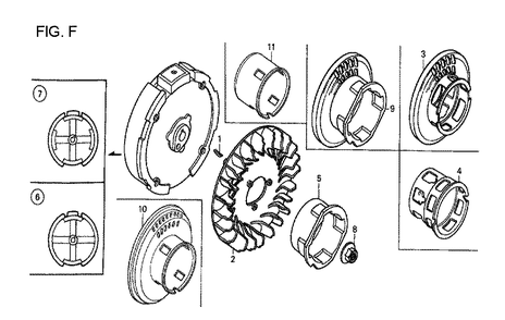 Fig-6 Diagram and Parts List for GX120T1 Type QX Honda Engine