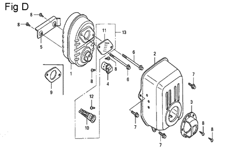 Fig-4 Diagram and Parts List for GC135 Type QFC Honda Engine
