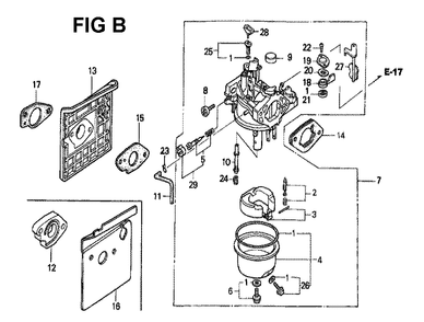 Fig-6 Diagram and Parts List for GXV340K1 Type DN Honda Engine