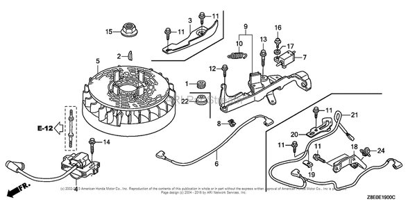 Flywheel (1) Diagram and Parts List for GSV190LA (typeS3T)(GJACA-1035731) Honda Engine
