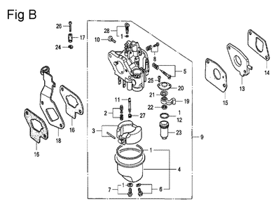 Fig-2 Diagram and Parts List for G100K1 Type ST Honda Engine