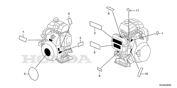 Label Diagram and Parts List for GXR120UT (Type QXBR)(GCCDT-2000001-9999999) Honda Engine