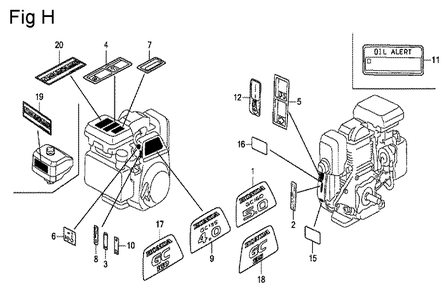 Fig-8 Diagram and Parts List for GC135 Type PHD Honda Engine