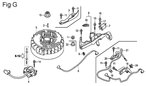 Fig-7 Diagram and Parts List for GSV190LA Type S3T Honda Engine