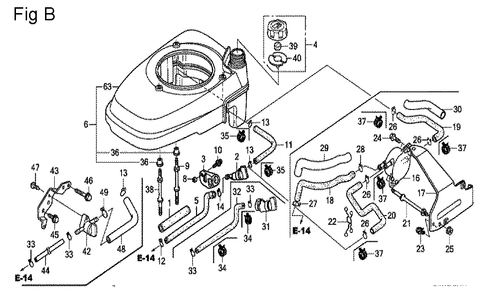 Fig-2 Diagram and Parts List for GCV160A Type E5A4 Honda Engine