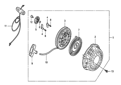Fig-0 Diagram and Parts List for GX120K1 Type RH Honda Engine