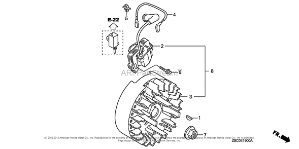 Flywheel (Aluminum) Diagram and Parts List for GC190LA (typeMHA2)(GCAAA-1496157) Honda Engine
