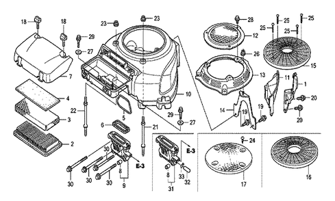Fig-0 Diagram and Parts List for GXV530R Type JXA3 Honda Engine