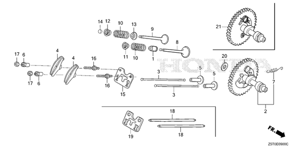 Part Location Diagram of 14721-Z5T-900 Honda Valve, Ex.