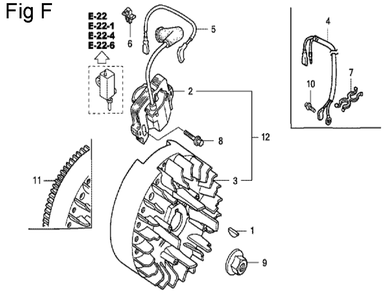 Fig-6 Diagram and Parts List for GC190A Type SHE6 Honda Engine