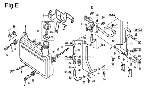 Fig-5 Diagram and Parts List for GC135 Type SHE Honda Engine