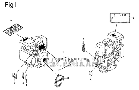 Fig-9 Diagram and Parts List for GS190A Type VXU Honda Engine