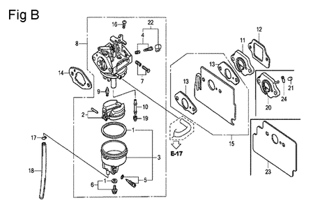 Fig-2 Diagram and Parts List for GC135 Type QHE Honda Engine
